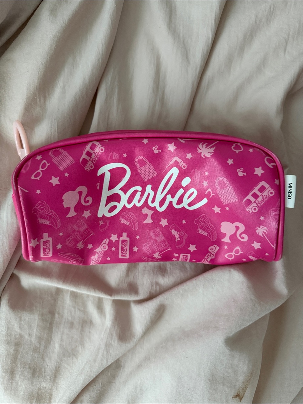 Barbie Hot Pink Cosmetic Pouch with White Logo